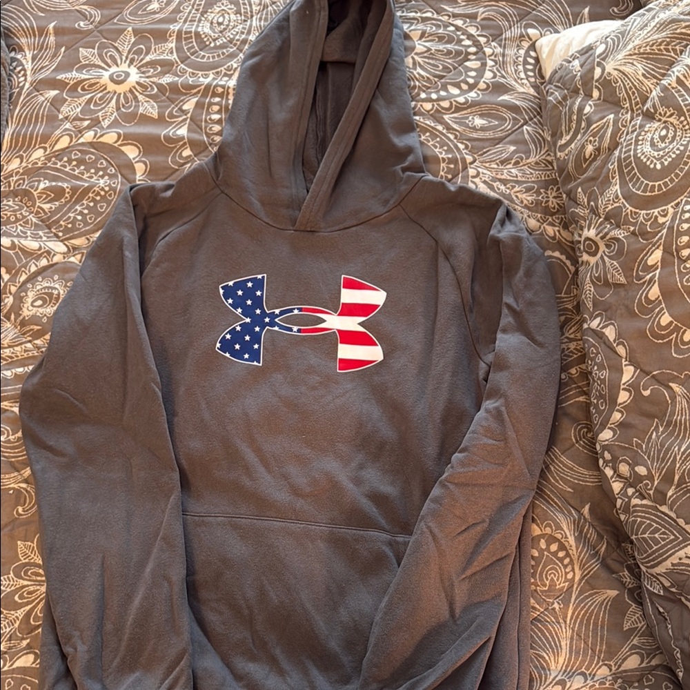 Under Armour Dark Gray Hoodie with Flag Logo